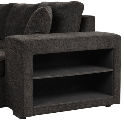 L-shaped sleeper sectional in charcoal textured fabric with storage chaise by HouseOfZazla on Tampa Home & Garden Store