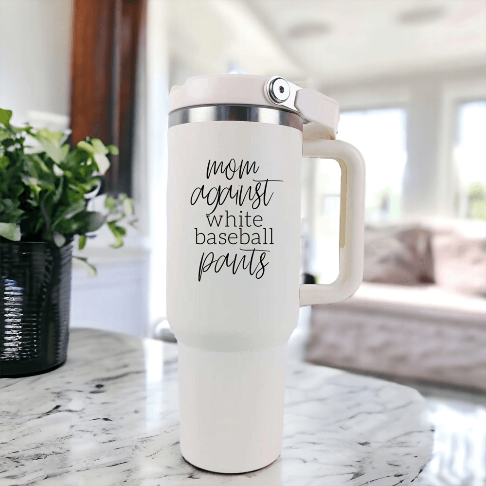 Mom Against White Baseball Pants Tumbler