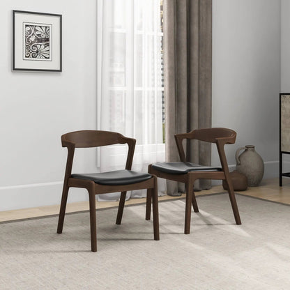 Dakota mid-century dining chairs set of 2 in dark walnut wood with black cushions on Tampa Home & Garden Store
