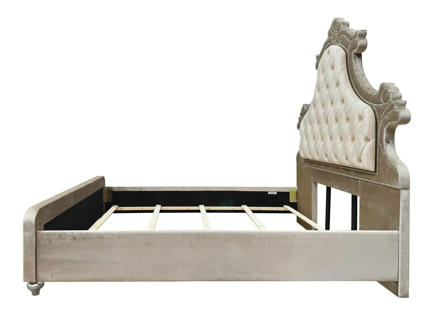 Lucienne upholstered bed with tufted cream headboard by Unique Piece Furniture on Tampa Home & Garden Store