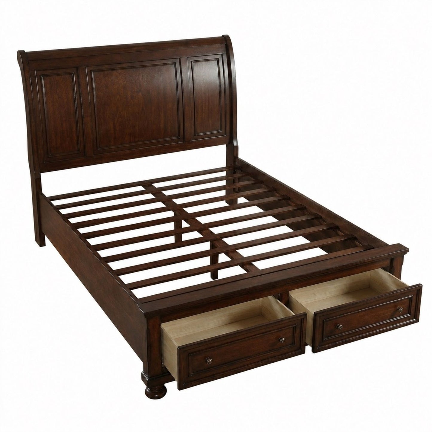 3 Piece Bedroom Set bed with dark wood headboard and front drawers by HouseOfZazla on Tampa Home & Garden Store