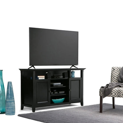 Amherst TV Media Stand handcrafted black with open shelves Unique Piece Furniture on Tampa Home & Garden Store