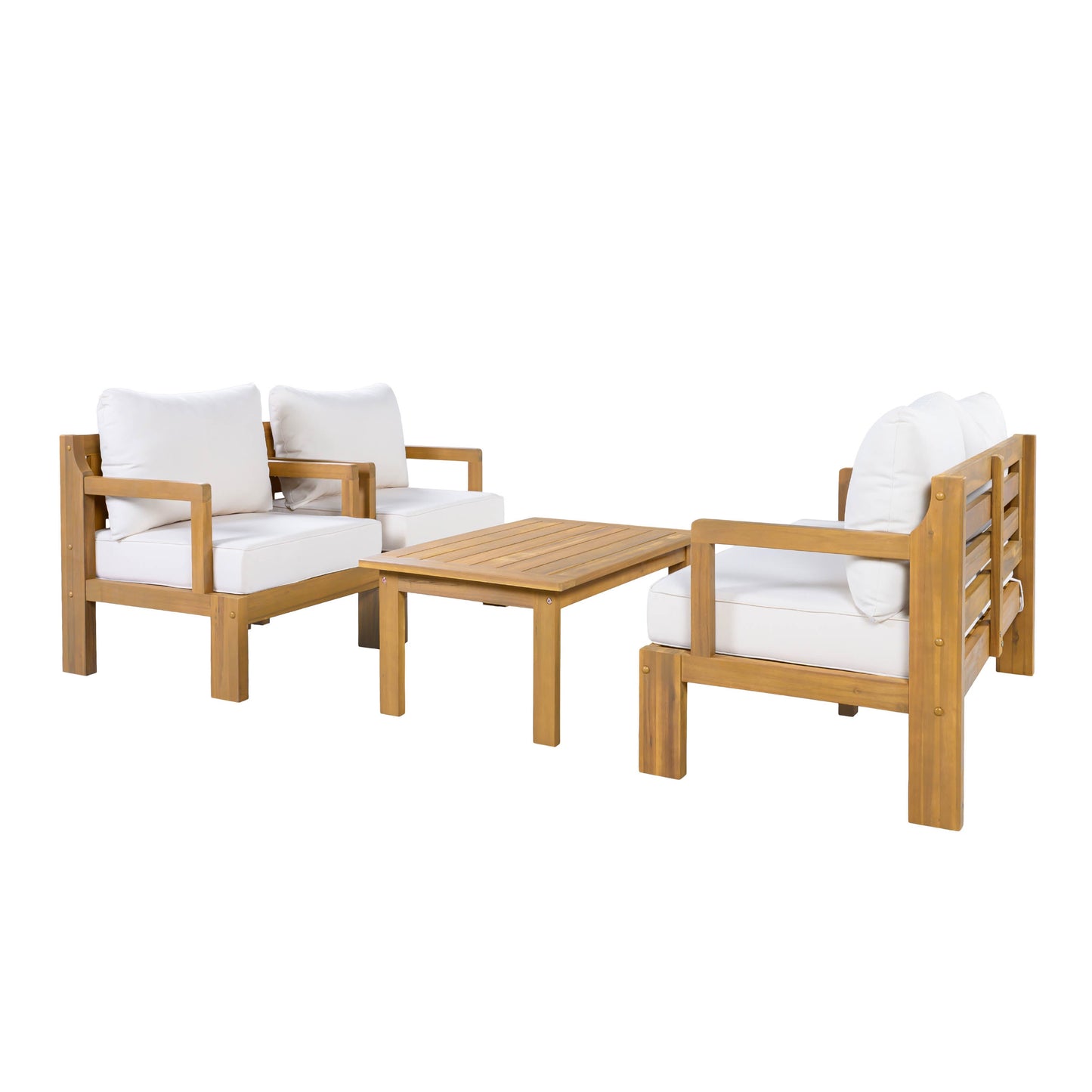 Outdoor 4-Seater Acacia Wood Patio Set for Home