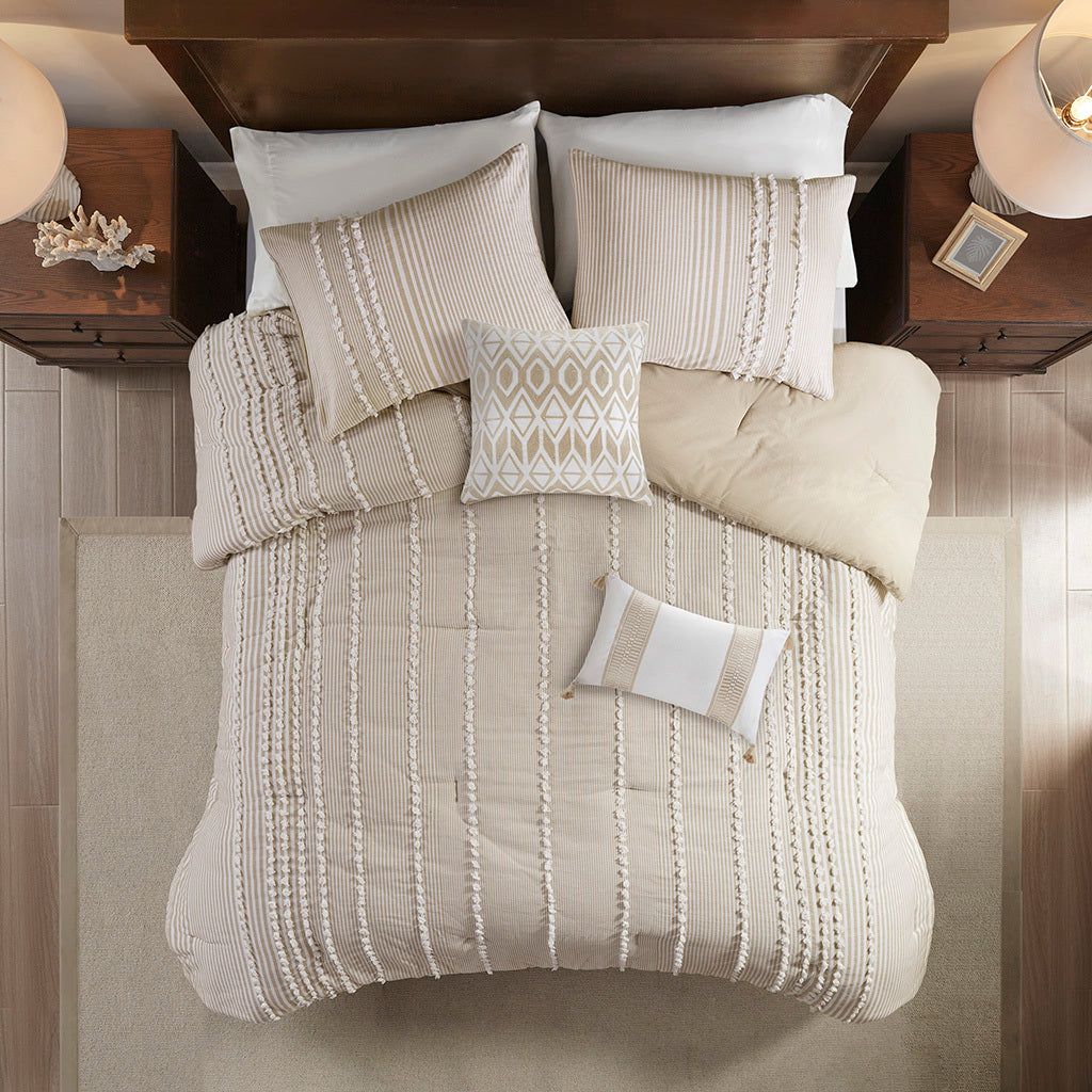 Full Queen Cotton Yarn Dyed Comforter Set
