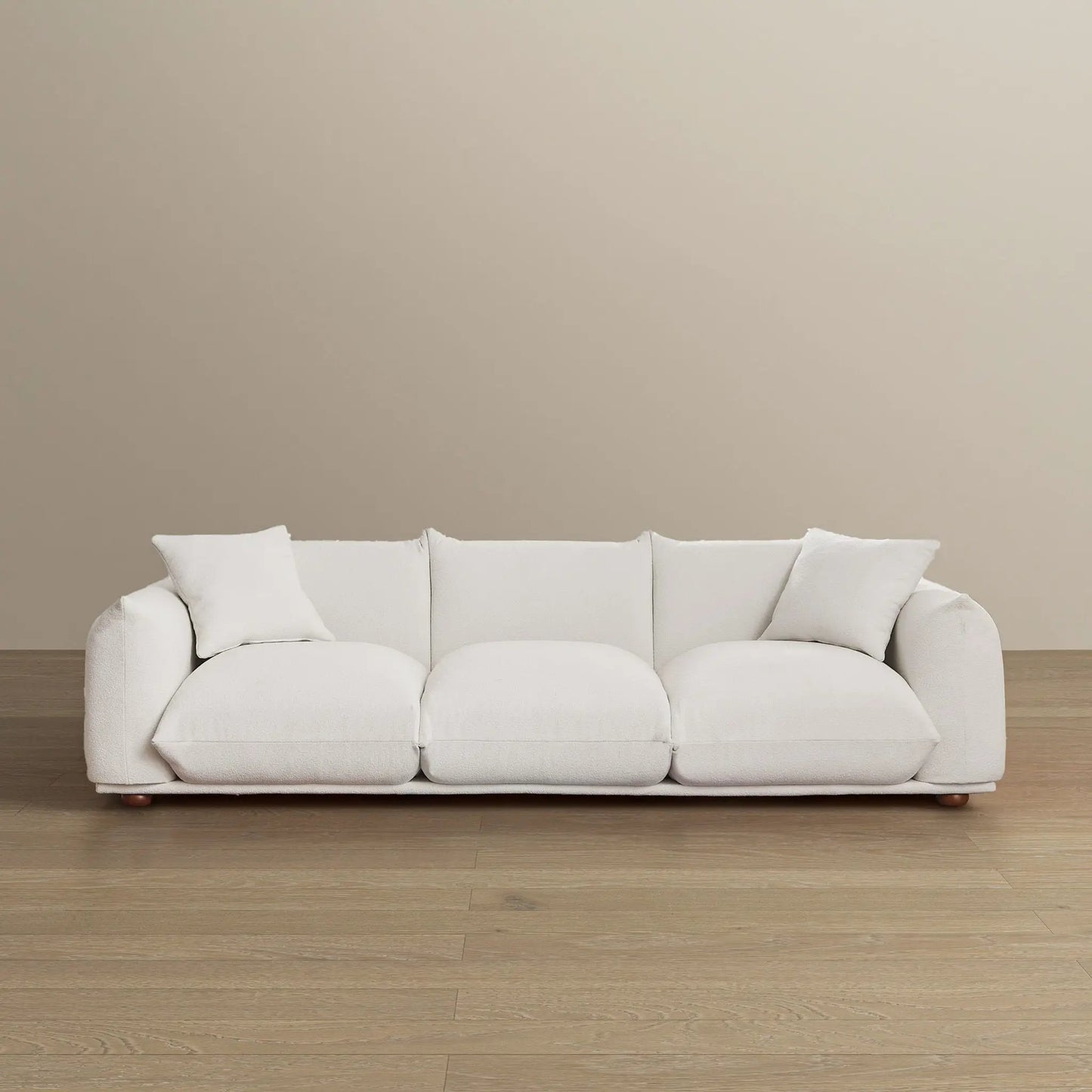 Kely upholstered sofa, white fabric, three-seat stationary sofa by Unique Piece Furniture on Tampa Home & Garden Store