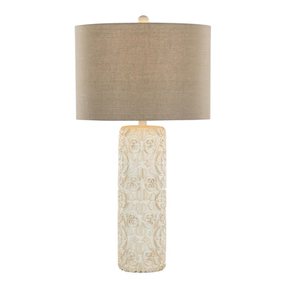 Charlotte contemporary table lamp set of 2 with Taos brown beige shade and carved ceramic base on Tampa Home & Garden Store