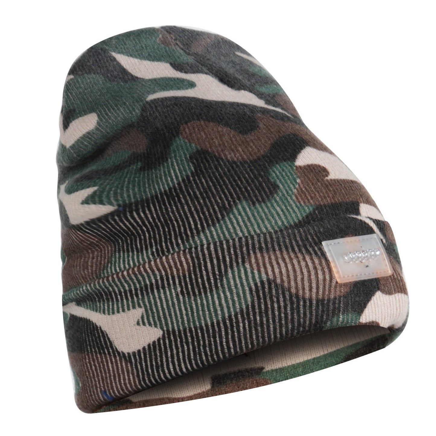 Unisex camouflage knit beanie with 5 LED headlamp by GemGear, winter warm running cap on Tampa Home & Garden Store