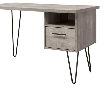 Desk in Gray Wash with Storage Drawer and Shelf