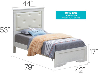 Lorana Jewel Tufted Bed Frame and Silver Finish