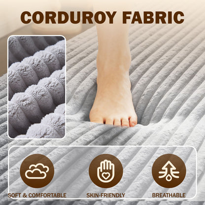 Floor sofa corduroy banner in gray fabric texture with plush inset swatches HouseOfZazla on Tampa Home & Garden Store