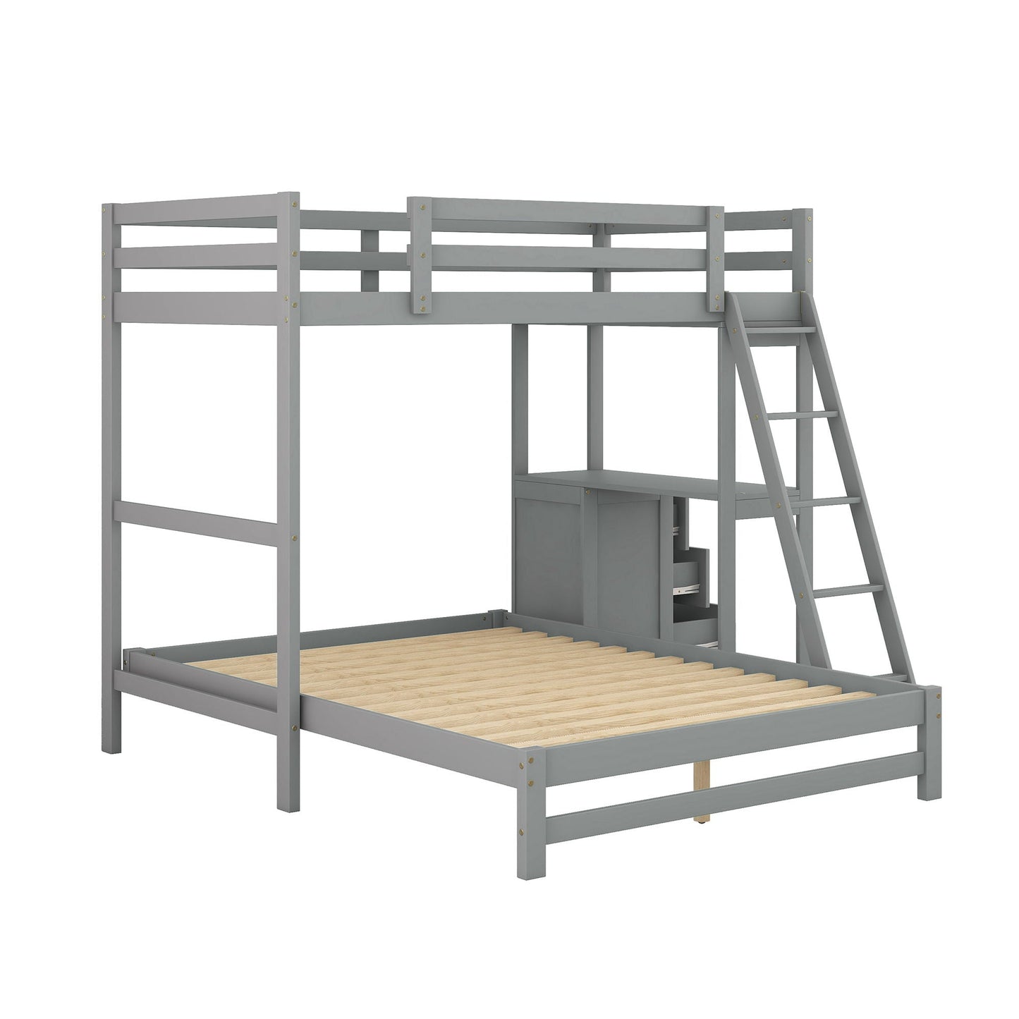 Bunk Bed With Built In Desk And 3 Drawers gray frame with built-in desk and storage by HouseOfZazla on Tampa Home & Garden Store