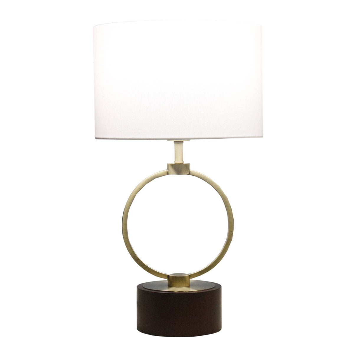 Nordic Home Table Lamp with grid circular ring, white shade brass arc base by HouseOfZazla on Tampa Home & Garden Store