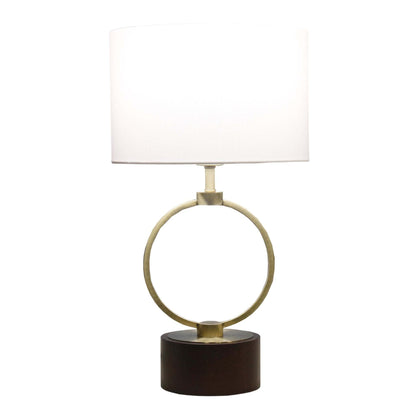 Nordic Home Table Lamp with grid circular ring, white shade brass arc base by HouseOfZazla on Tampa Home & Garden Store