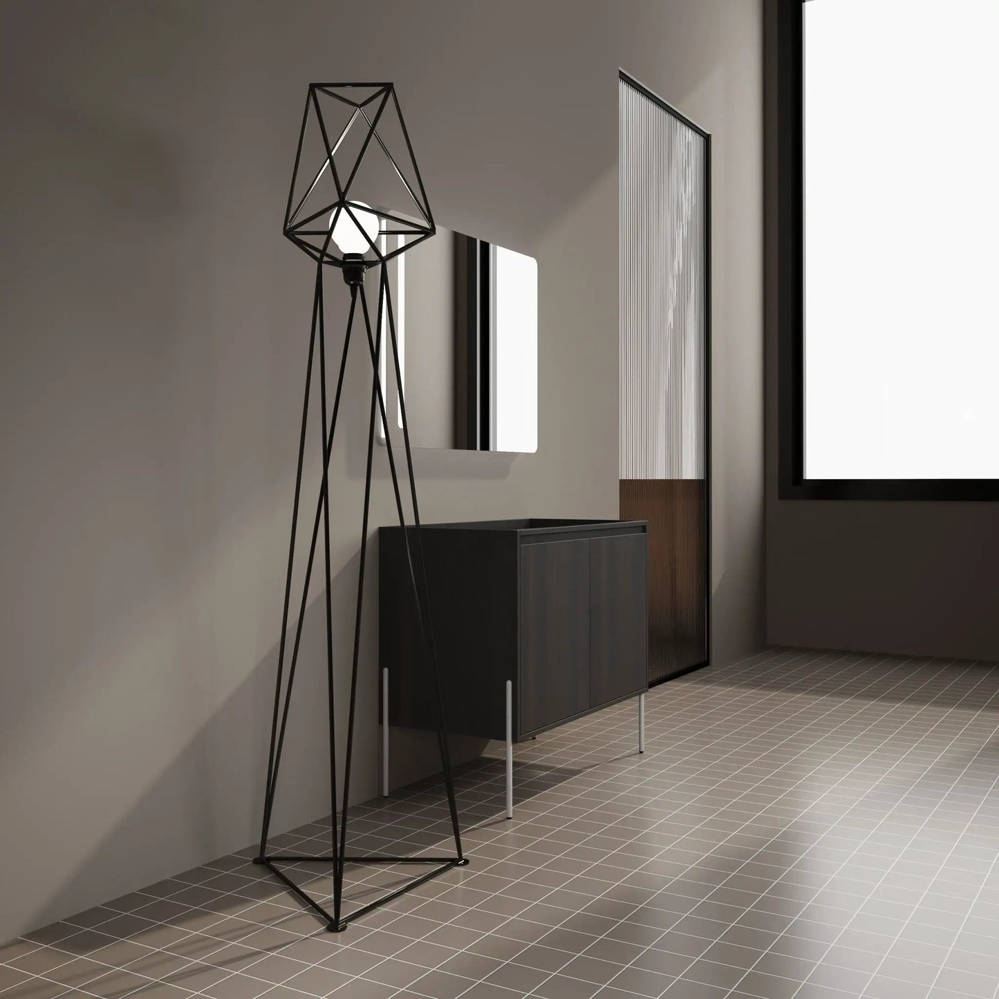 Freestanding bathroom vanity with soft-close cabinet doors in matte black finish on Tampa Home & Garden Store