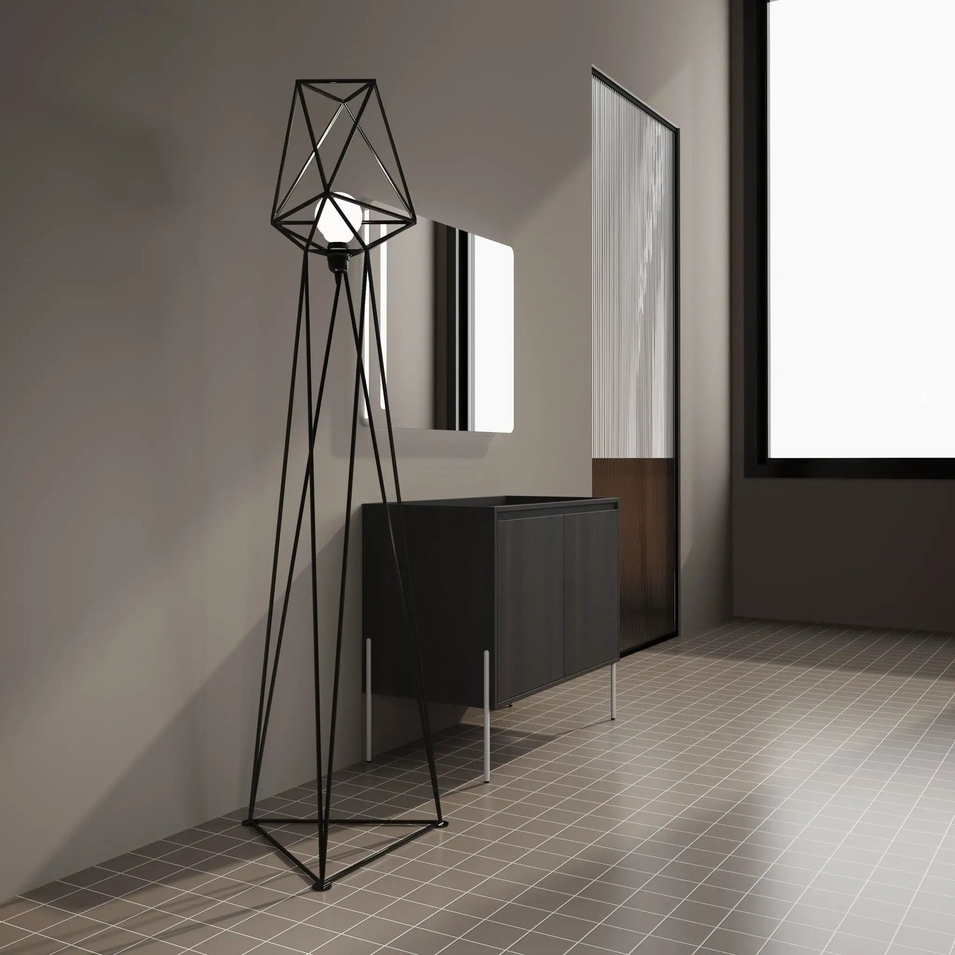 Freestanding bathroom vanity with soft-close cabinet doors in matte black finish on Tampa Home & Garden Store