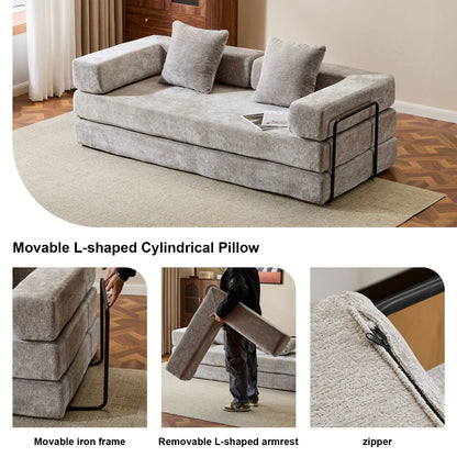 Convertible Floor Sofa Bed with Armrest
