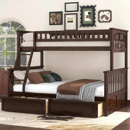 Bunk Bed with Drawers and Convertible Storage