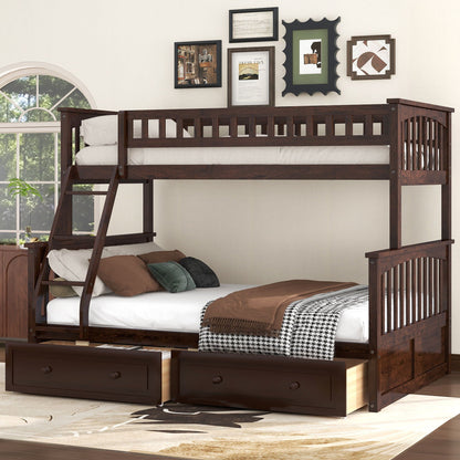 HouseOfZazla bunk bed with drawers in dark wood finish; convertible storage bed with twin-over-twin layout and under-bed drawers on Tampa Home & Garden Store