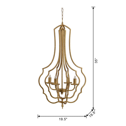 4 light chandelier in gold by HouseOfZazla with adjustable chain bulbs not included on Tampa Home & Garden Store