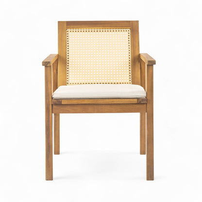 Preston Outdoor Dining Chair With Teak and Beige
