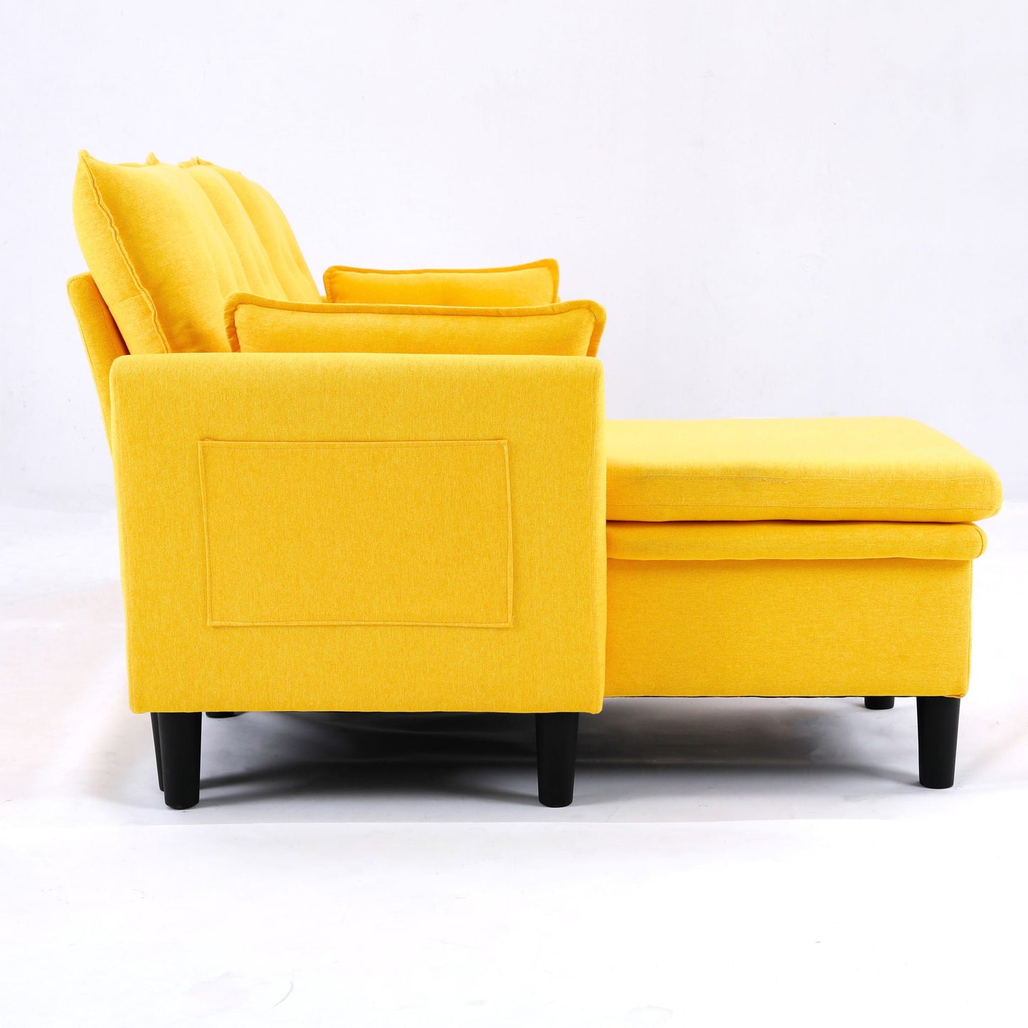 L-Shaped reversible chaise sectional with storage and ottoman, yellow velvet HouseOfZazla on Tampa Home & Garden Store