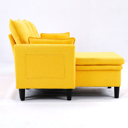 L-Shaped reversible chaise sectional with storage and ottoman, yellow velvet HouseOfZazla on Tampa Home & Garden Store