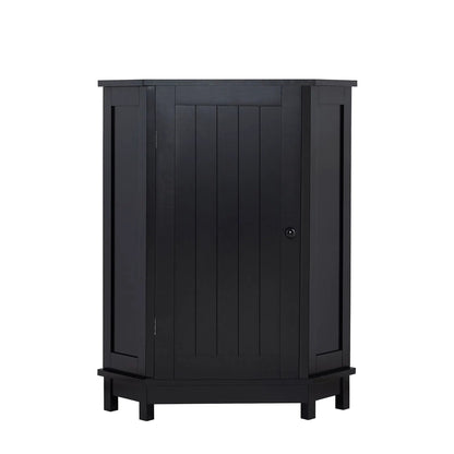 Bathroom triangle corner cabinet with adjustable shelf in black finish on Tampa Home & Garden Store