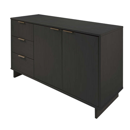 Granville sideboard with full extension drawers, dark charcoal finish, brass handles on Tampa Home & Garden Store