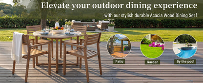 Acacia Wood 5 Piece Outdoor Dining and Chairs