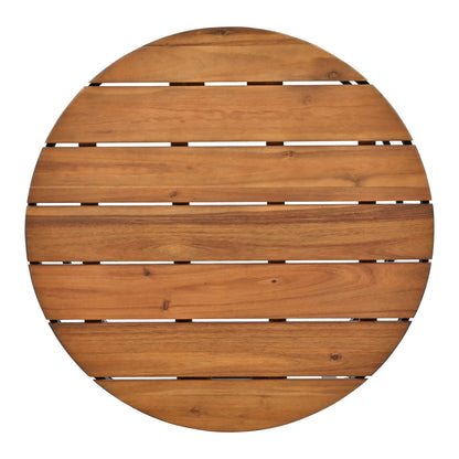 HouseOfZazla 6-piece outdoor round nesting coffee tables with slatted brown wood tops on Tampa Home & Garden Store