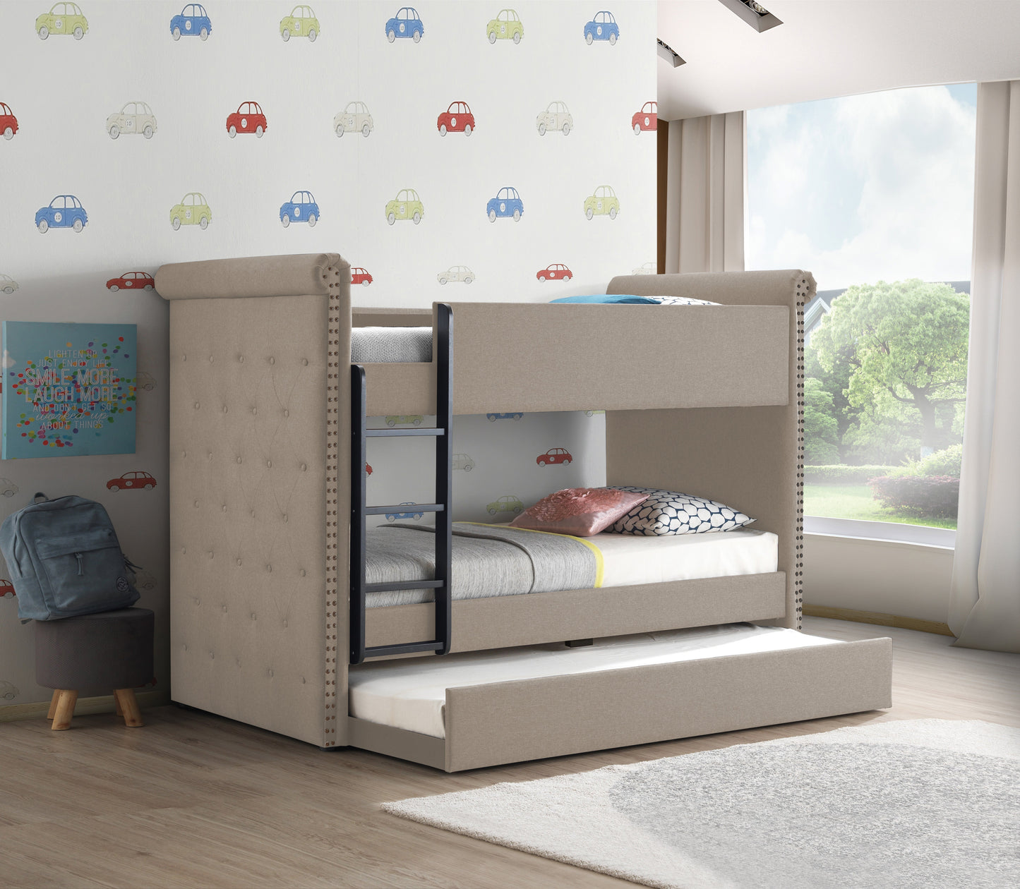 Romana Fabric Bed Frame And Tufted Headboard