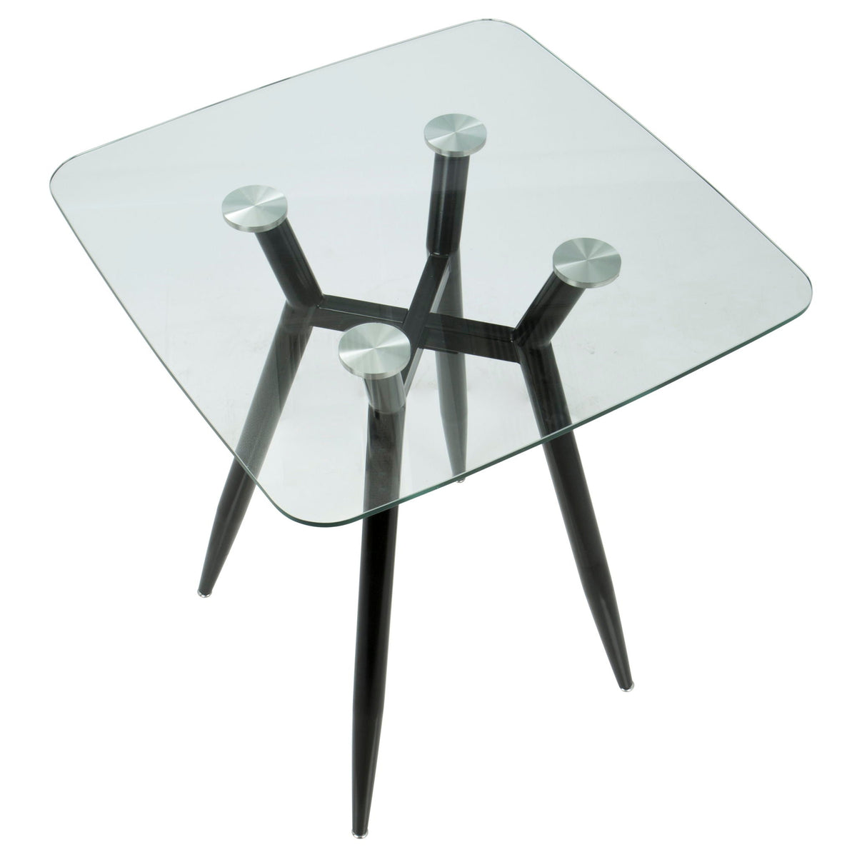 Counter table mid-century modern square glass top with black metal base HouseOfZazla on Tampa Home & Garden Store