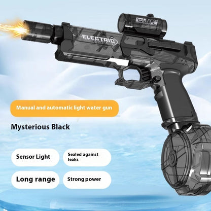 Fire Rat Electric Water Pistol mysterious black with LED light, full-auto spray toy gun on Tampa Home & Garden Store