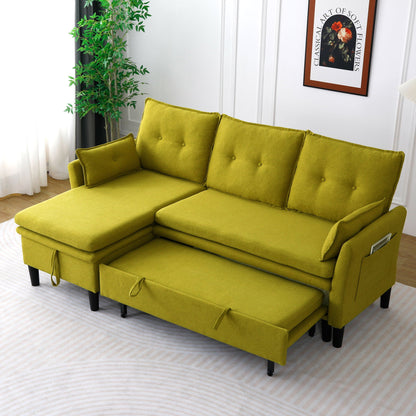 L-Shaped reversible chaise sectional sofa with storage in lime upholstery by HouseOfZazla on Tampa Home & Garden Store