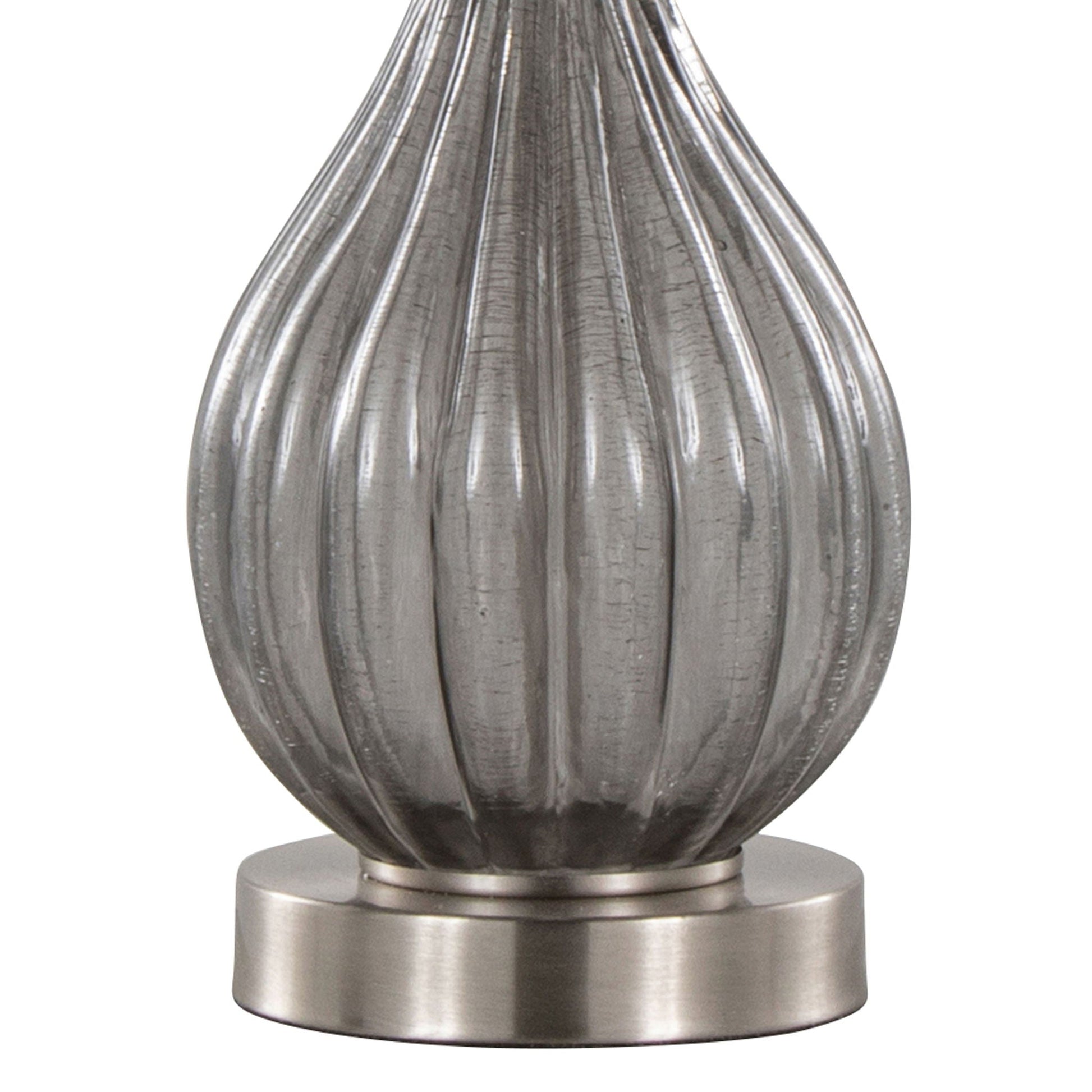 Jenny Contemporary Table Lamp base, ribbed metallic silver finish, set of 2 on Tampa Home & Garden Store