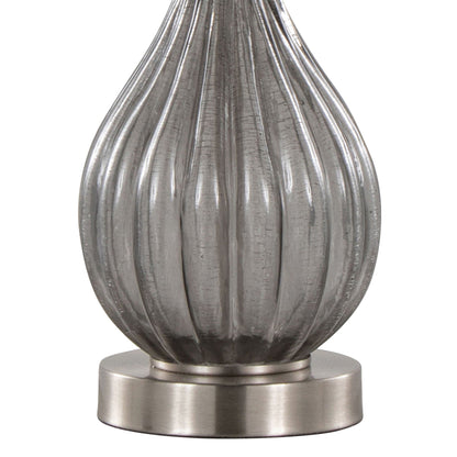 Jenny Contemporary Table Lamp base, ribbed metallic silver finish, set of 2 on Tampa Home & Garden Store