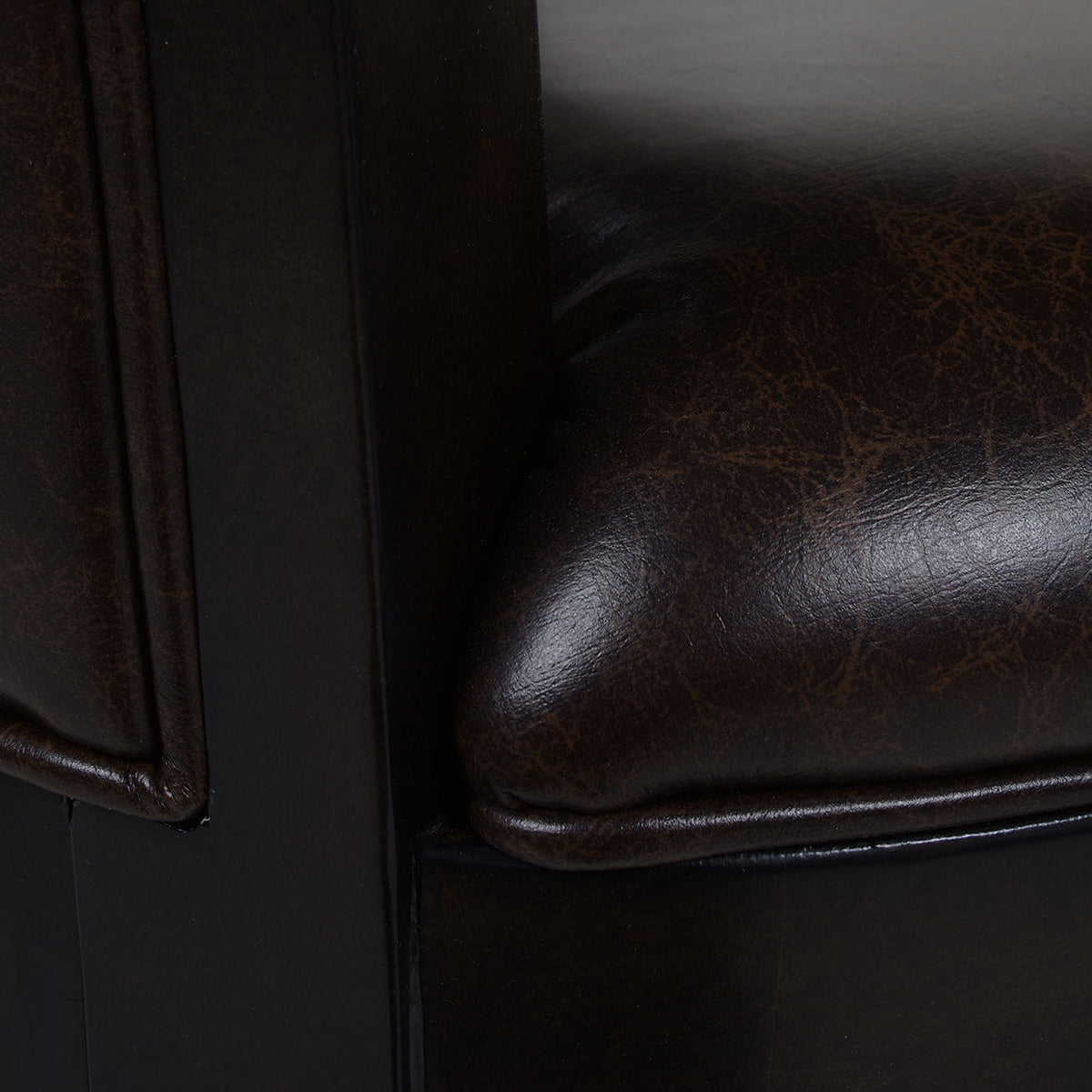 Swivel counter height bar stool with high backrest, dark brown leather and hardwood on Tampa Home & Garden Store