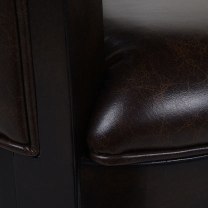 Swivel counter height bar stool with high backrest, dark brown leather and hardwood on Tampa Home & Garden Store