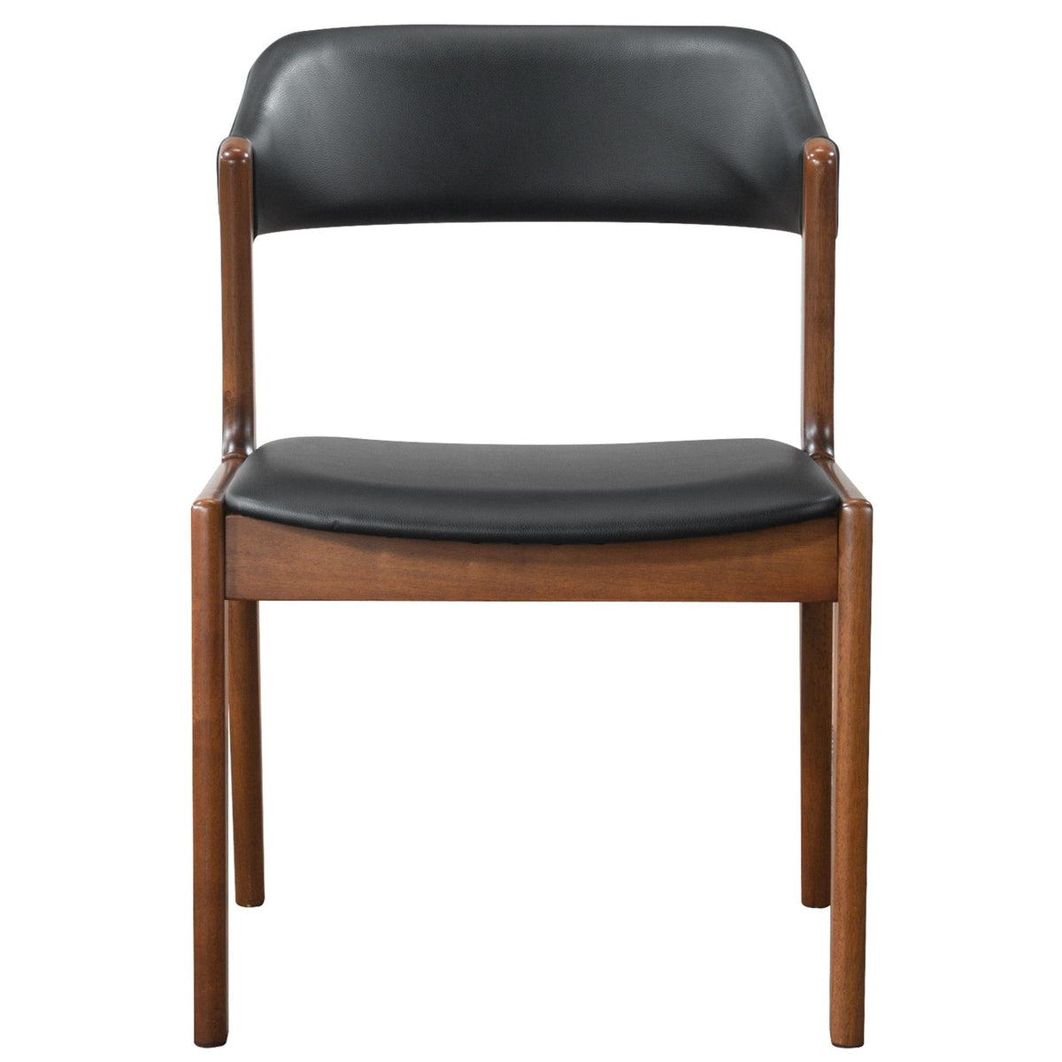 Enzo dining chair set of 2 by HouseOfZazla in black vegan leather with brown wooden legs on Tampa Home & Garden Store