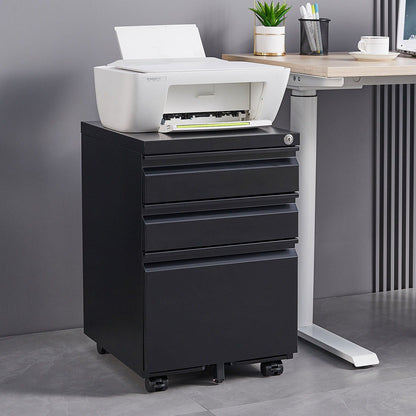 3-drawer mobile filing cabinet with lock, black metal on casters, by Unique Piece Furniture on Tampa Home & Garden Store