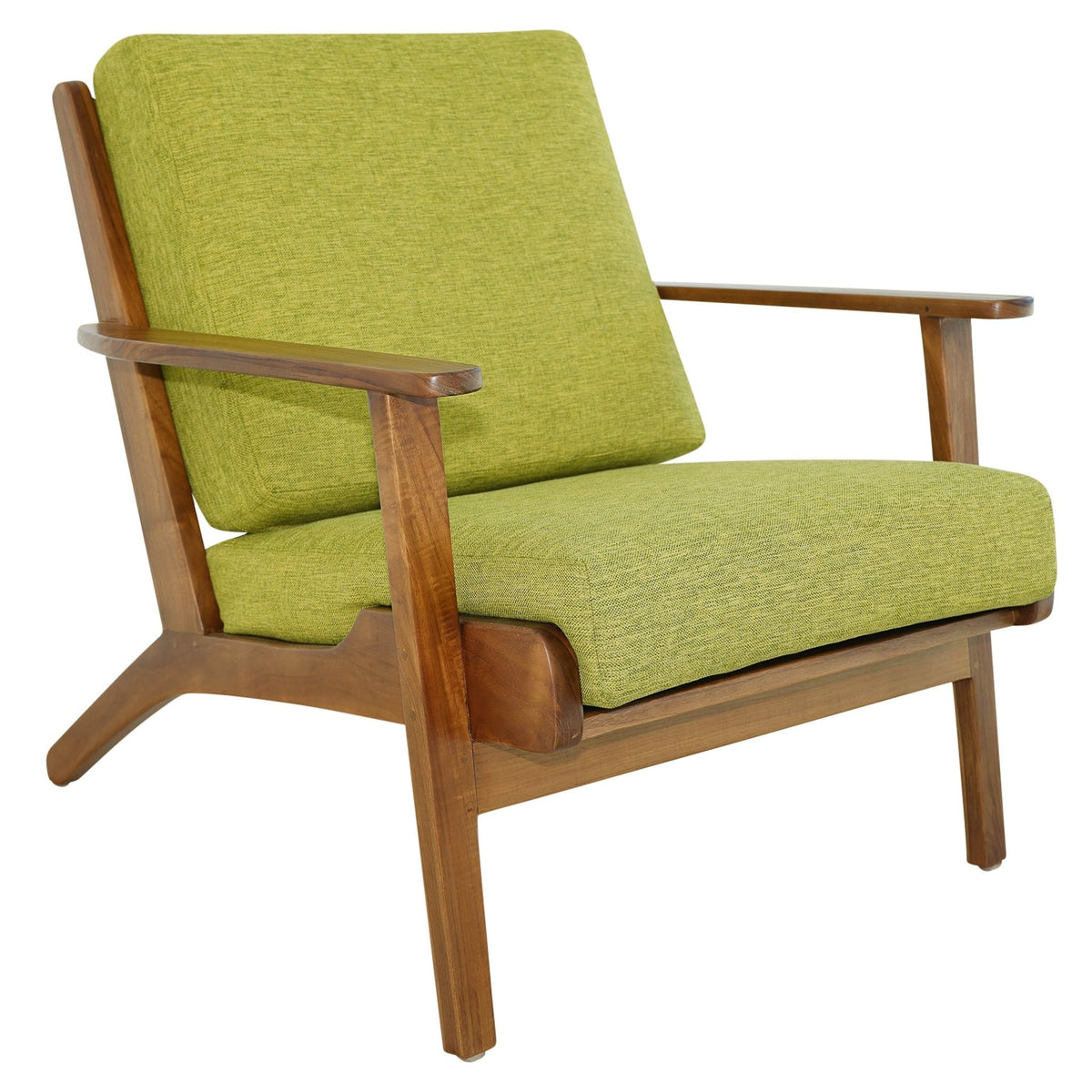 Genuine Lounge Chair HouseOfZazla with solid wood frame and green fabric on Tampa Home & Garden Store