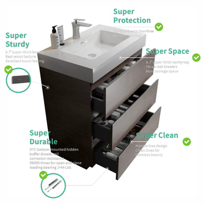 Alice Bathroom Vanity with Large Storage and Sink