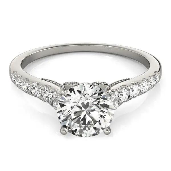 14k white gold diamond engagement ring with 1 3/4 cttw single row pave band by Bids.com on Tampa Home & Garden Store