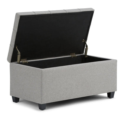 Sienna Upholstered Ottoman Bench in grey fabric with lift-top storage on Tampa Home & Garden Store