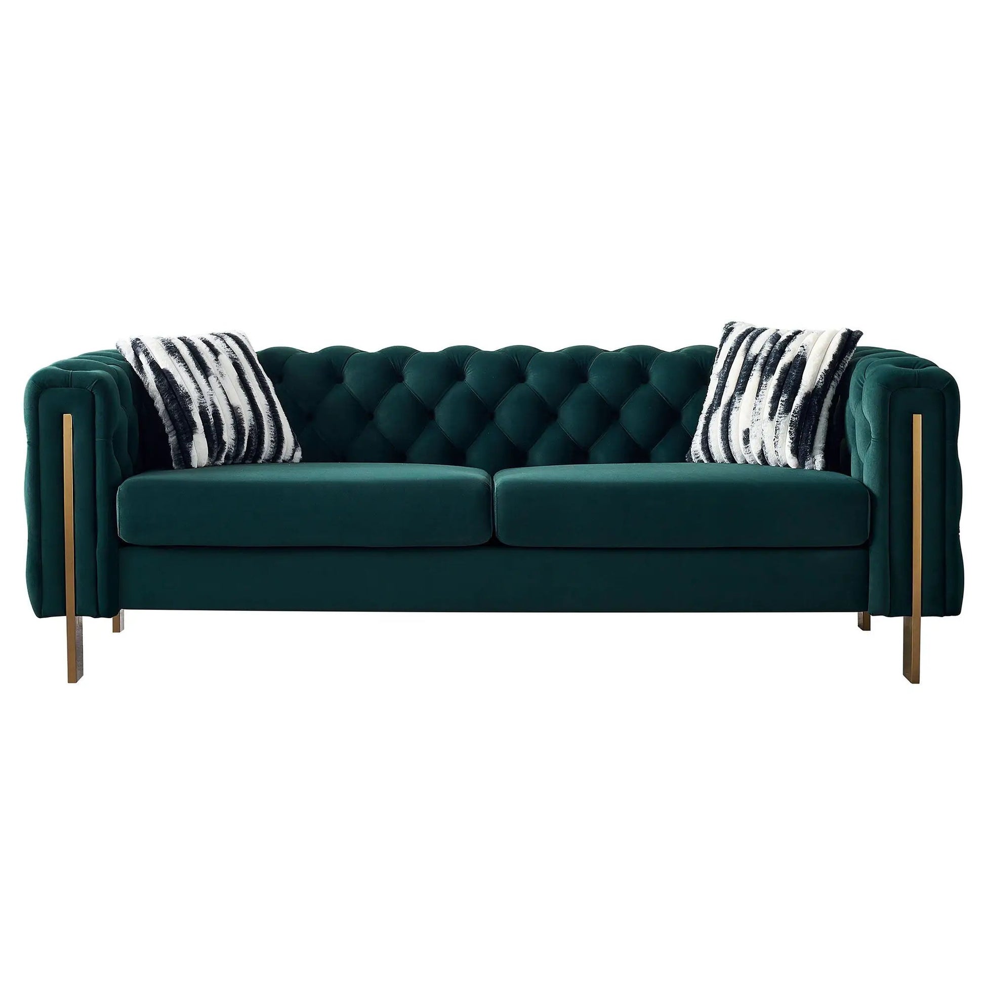Chesterfield Modern Tufted Living Room Sofa emerald green velvet with gold legs by Unique Piece Furniture on Tampa Home & Garden Store