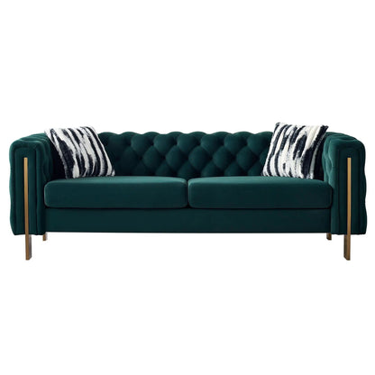 Chesterfield Modern Tufted Living Room Sofa emerald green velvet with gold legs by Unique Piece Furniture on Tampa Home & Garden Store