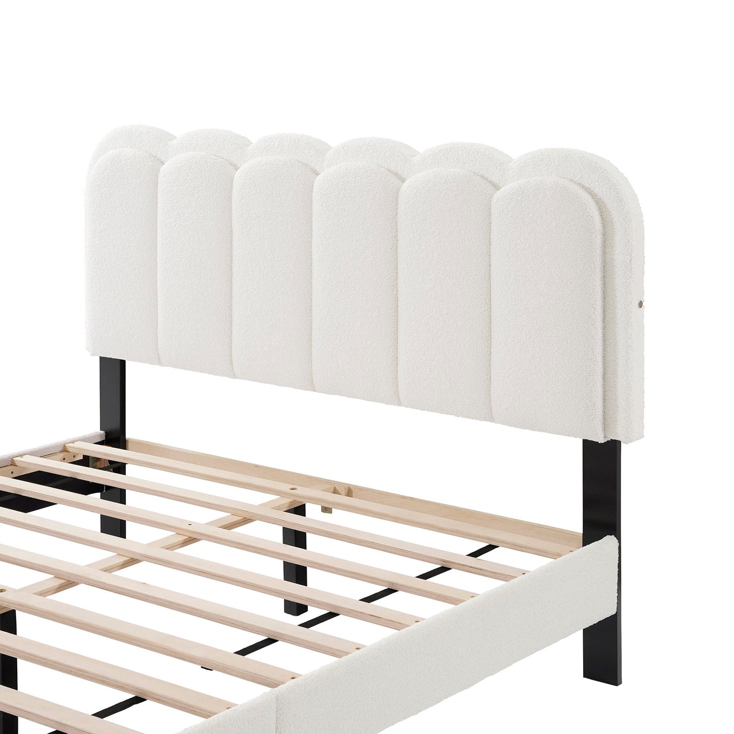 Lambswool Petal Headboard Bed Frame cream upholstered panels HouseOfZazla on Tampa Home & Garden Store