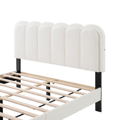 Lambswool Petal Headboard Bed Frame cream upholstered panels HouseOfZazla on Tampa Home & Garden Store