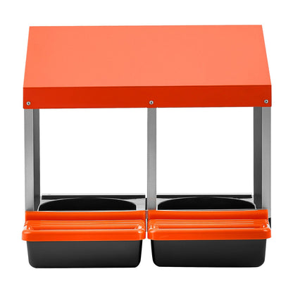 Chicken nesting boxes orange dual-compartment unit with two black egg bins HouseOfZazla on Tampa Home & Garden Store