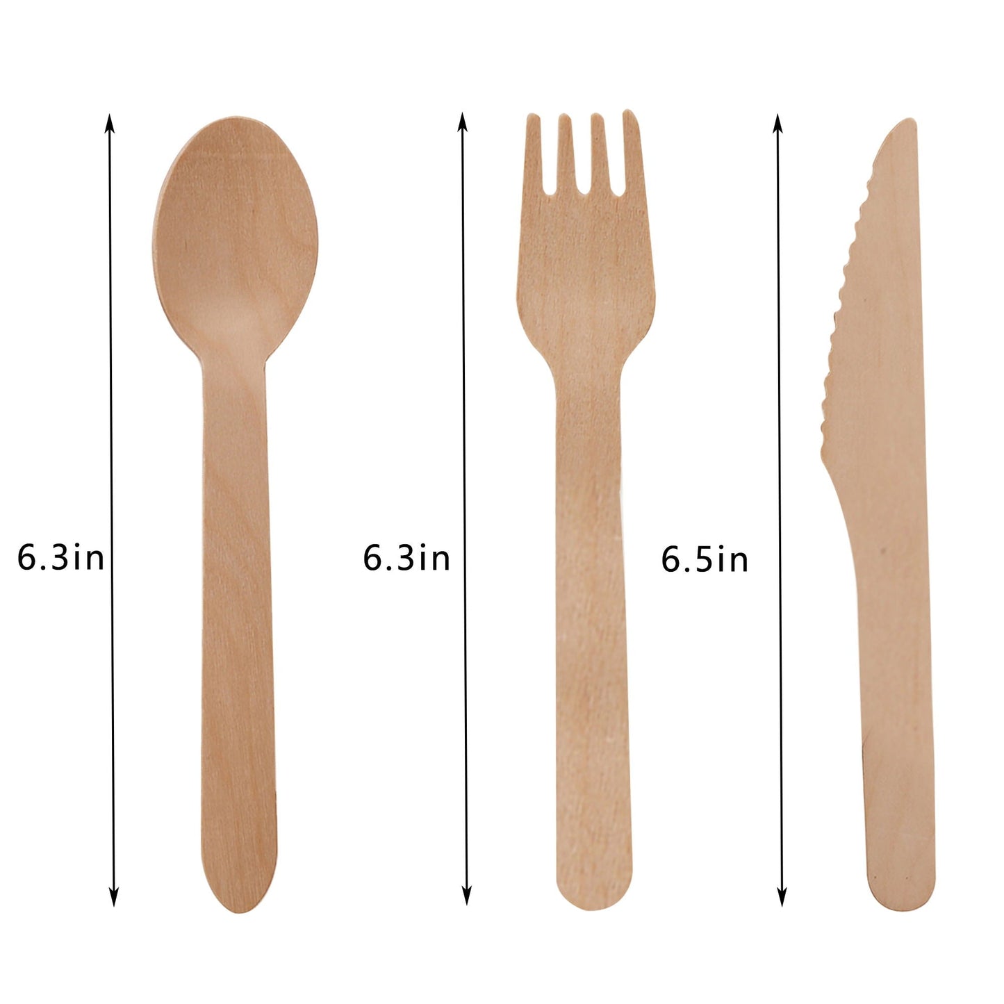Natural Wood Cutlery And Utensils For A Party
